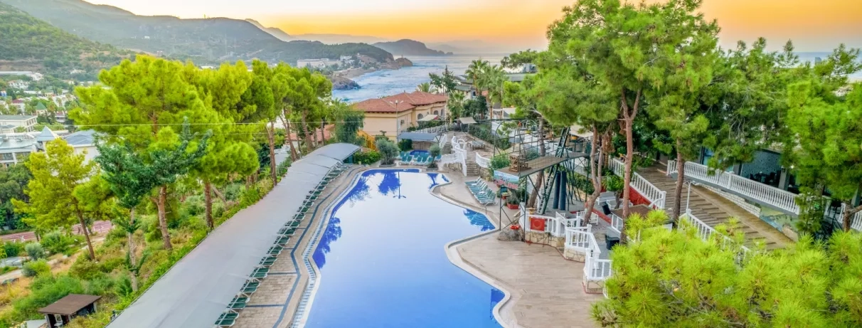 vue d'ensemble de la piscine et du jardin