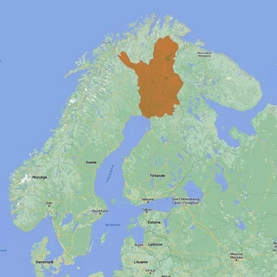 la carte géographique de la Laponie