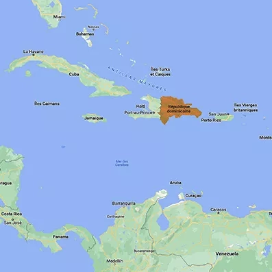 la carte géographique de la République Dominicaine