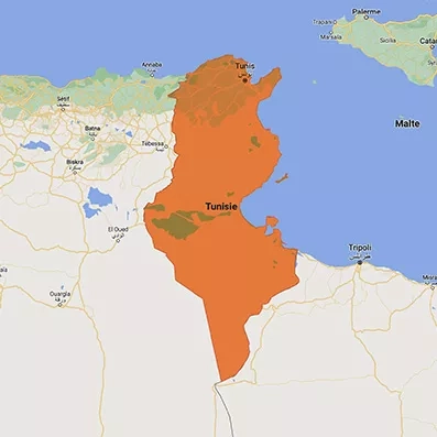 la carte géographique de la Tunisie