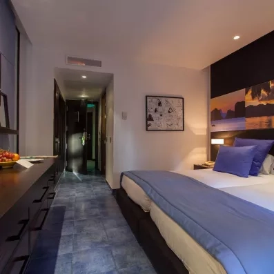 chambre vue intérieure avec 2 lits collés