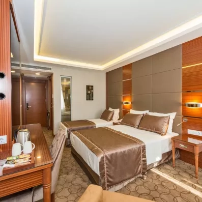 chambre triple avec un lit double et un lit simple