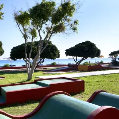 Circuit de mini-golf avec végétation