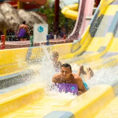 Toboggans adultes, aquaracer : pistes multiples de course à 4 voies