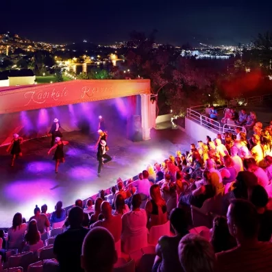 spectacle de danse sur scène vue de nuit