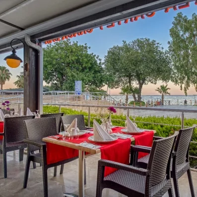 table dressée sur la terrasse vue sur le jardin