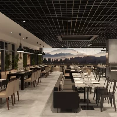 restaurant du buffet avec des tables et chaises