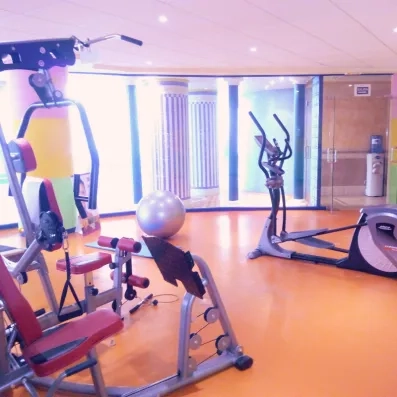 Une salle de fitness équipée de diverses machines de musculation et de cardio.