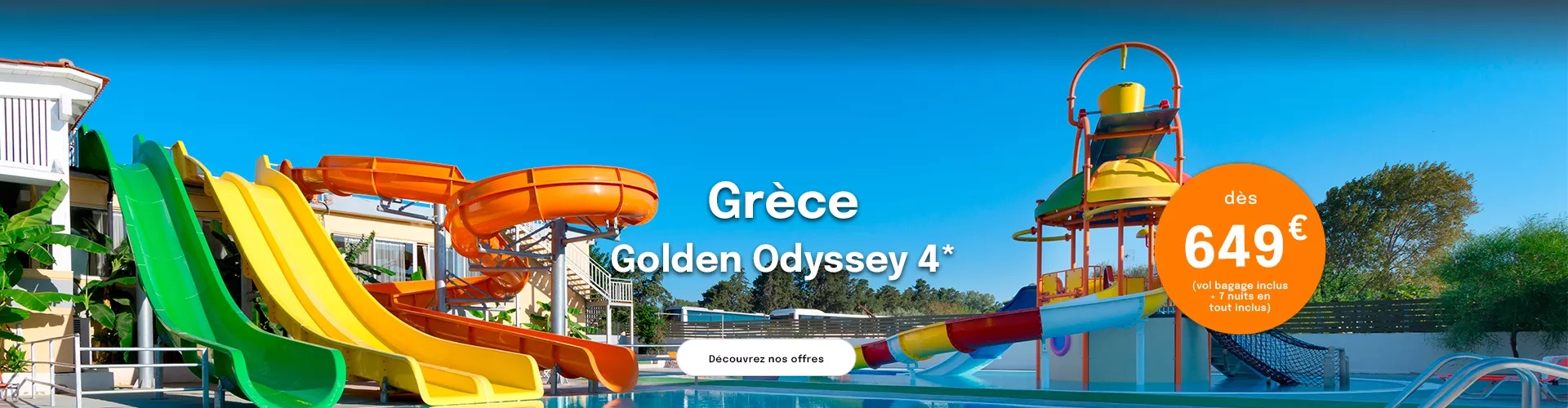 des toboggans aquatiques à l'hôtel Golden Odyssey à Rhodes avec une offre dès 649€